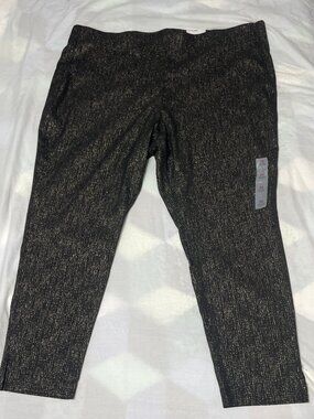NWT Old Navy Pixie Skinny Ankle Pants Size 3X Black Gold Glitter Comfort H-Rise
